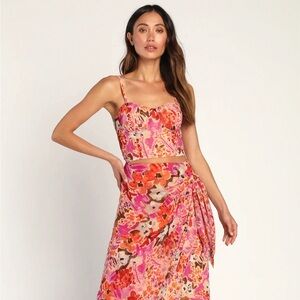 Gorgeous Getaway Pink Multi Print Crop Top